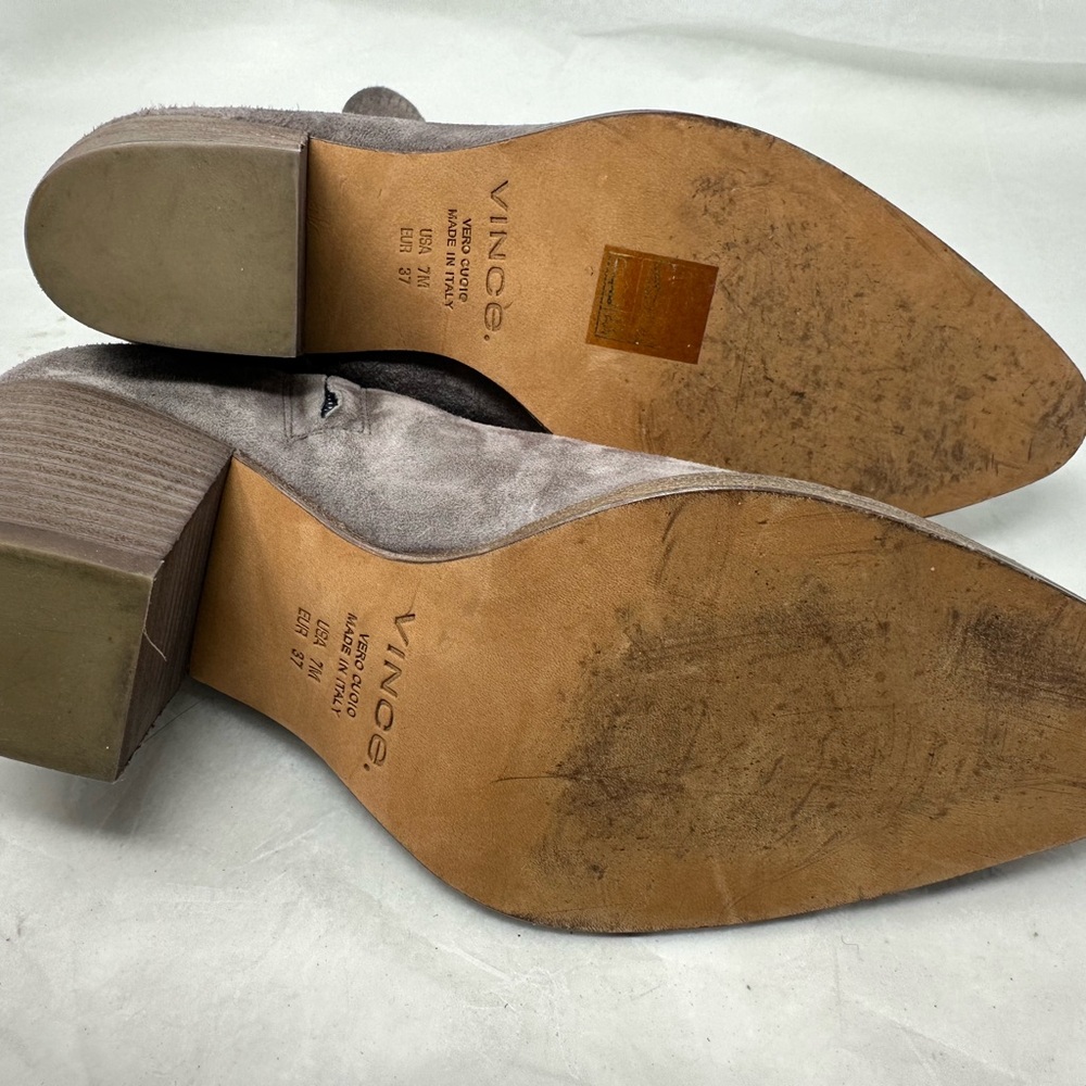 Vince Taupe Suede Heeled Boots Size 7 - Picture 6 of 11
